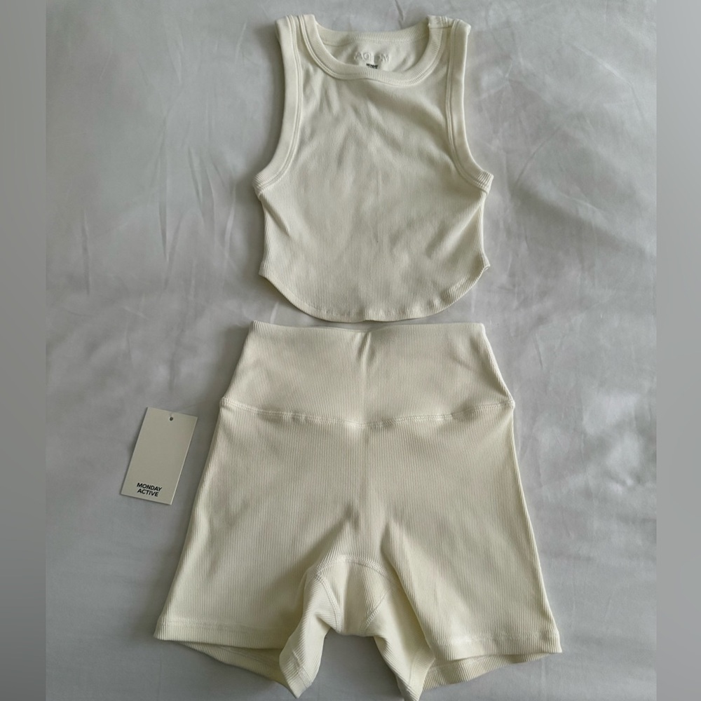 Monday Swimwear Activewear Crop Top and Shorts Set